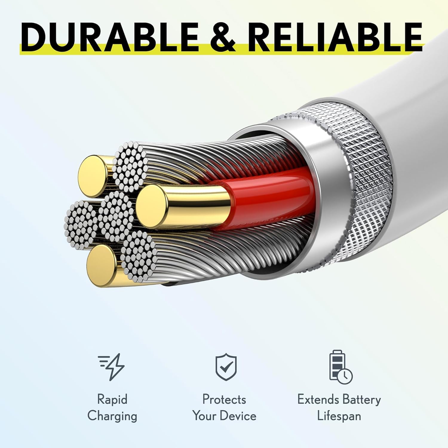 Iphone Lightning Cable, Mfi Certified, Portable & Smart Charging USB a to Lightning Cable, Ultra-Fast Apple Charging Cord, 6Ft Iphone Charger Cord Compatible with Iphone | Ipad | Ipod