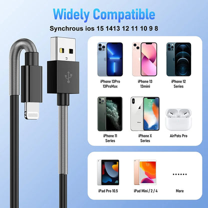 Lighting Cable Compatible for Iphone Charger Cable with Spring Protection,6Ft Charging Cord Compatible for Iphone 14/13 Pro Max/12 Mini/11 Pro/Se/X/8,Ipad Case